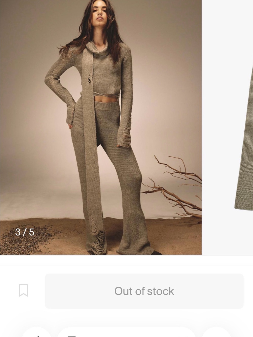 Glowny Open-Front Ribbed Knit Sweater Cardigan - Light Sage - Picture 2 of 2